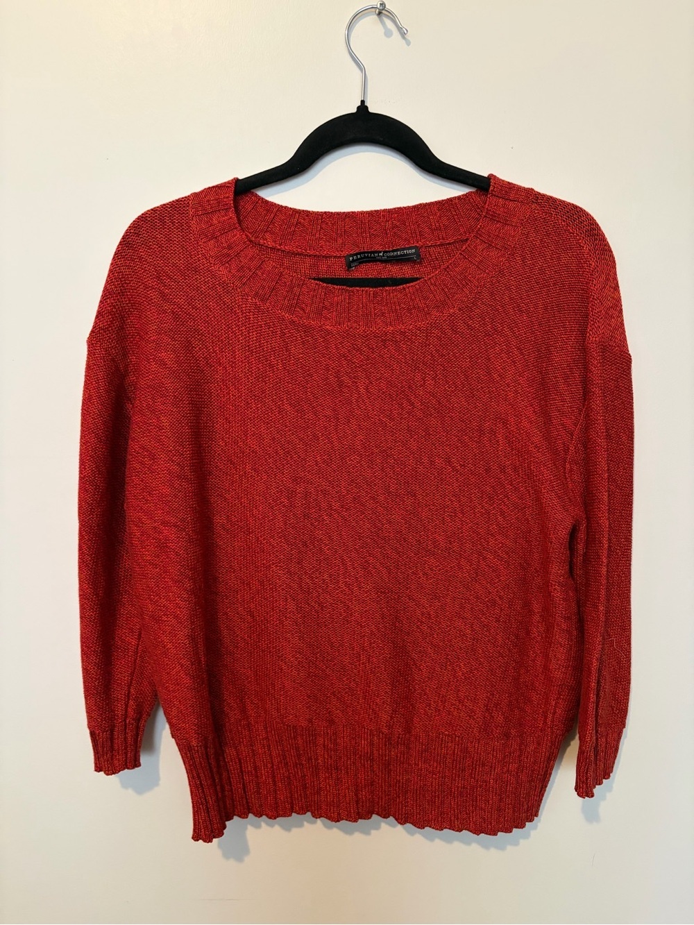 Peruvian Collection 100% Pima Cotton Scoop-neck Knit Sweater - L
